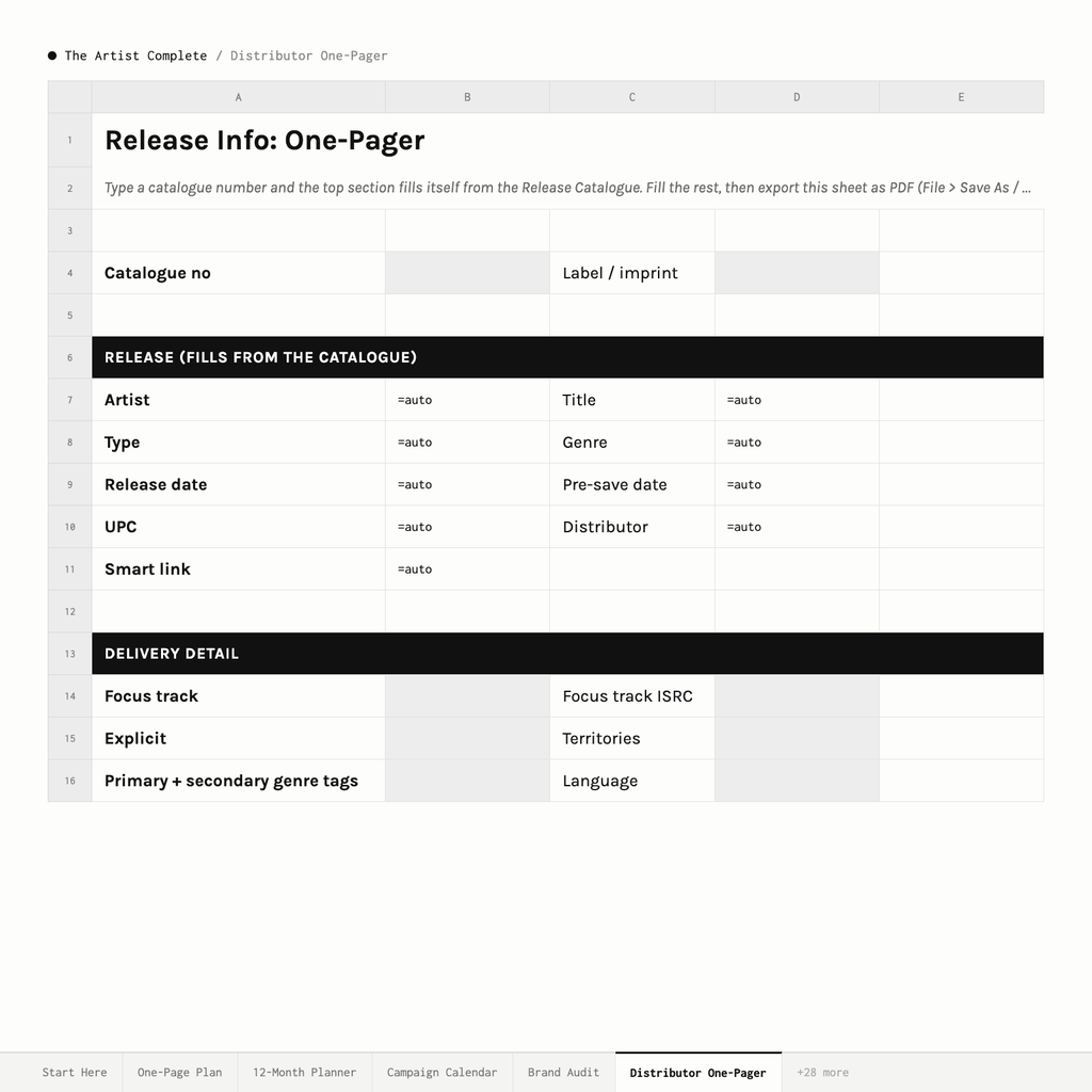 The Lot · Distributor One-Pager tab