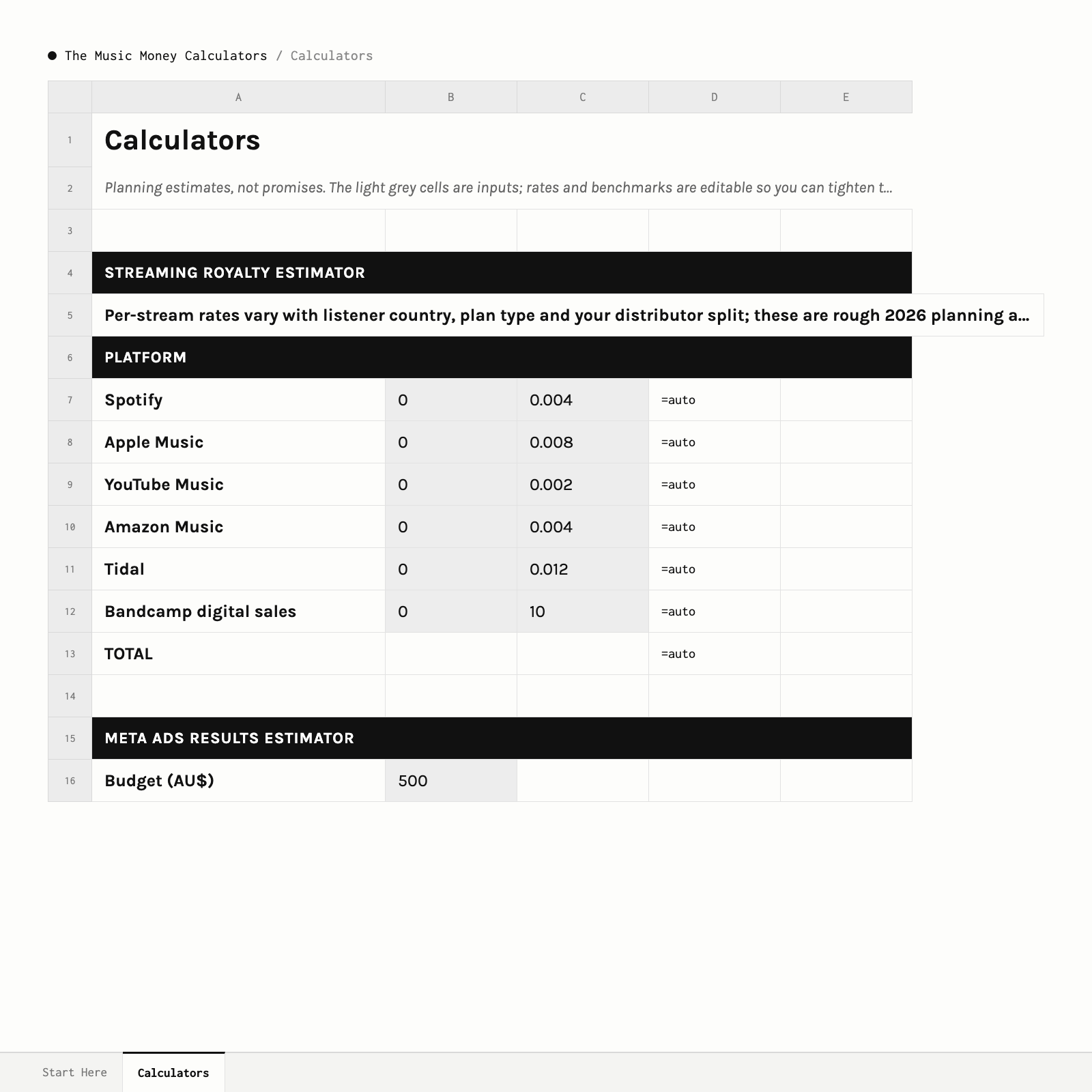 The Money Tools · Calculators tab